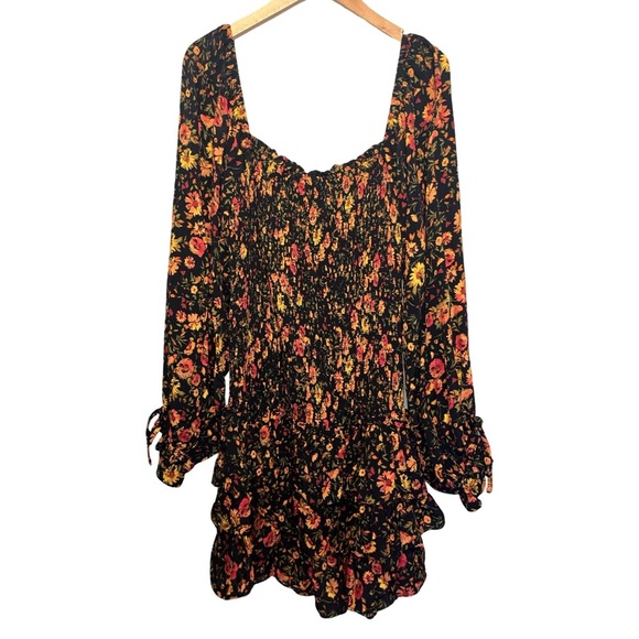 NWT Olivaceous Smocked Floral Long Sleeve Mini Dress - Picture 1 of 5